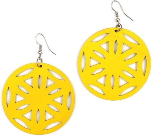 Yellow Circle Dangle Earrings