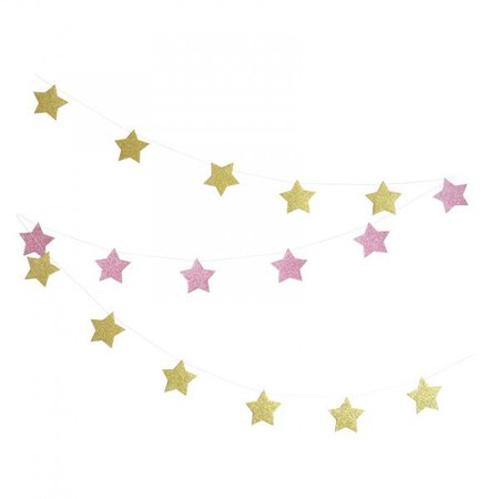 Pink & Gold Stars Glitter Garland - Martha’s House