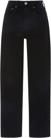 Cropped High-Rise Straight-Leg Jeans