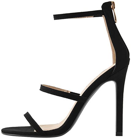 Amazon.com | MissHeel Strappy Open Toe Heels Stiletto Heeled Sandals with Ankle Strap Sexy Black Heels for Women Formal Dress Prom Sandles Size 8 | Heeled Sandals