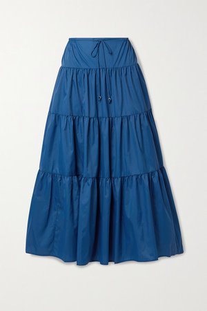 Lucca Tiered Recycled Shell Maxi Skirt - Blue