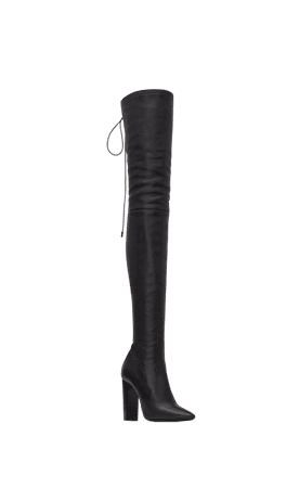 YSL 76 THIGH-HIGH LACED BOOTS IN SMOOTH LEATHER
