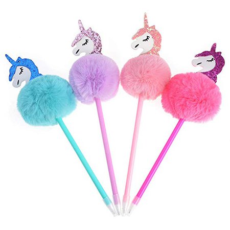 Amazon.com: Yorki 4 Pack Unicorn Pen Colorful Fluffy Ball Pen for Unicorn Party Supplies: Gateway