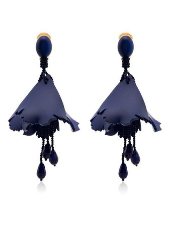 Blue Oscar de la Renta Impatiens earrings P20J173 - Farfetch