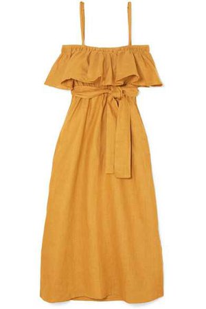 Faithfull The Brand | Santo ruffled linen midi dress | NET-A-PORTER.COM