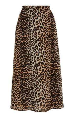 Leopard-Print Georgette Midi Skirt By Ganni | Moda Operandi