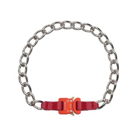 1017 ALYX 9SM CHAIN NECKLACE w/LEATHER DETAILS / RED0001 : RED
