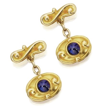 gold blue jewelled earrings