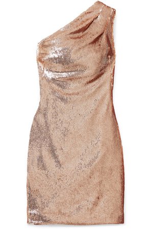 HANEY  Valentina one-shoulder sequined crepe mini dress