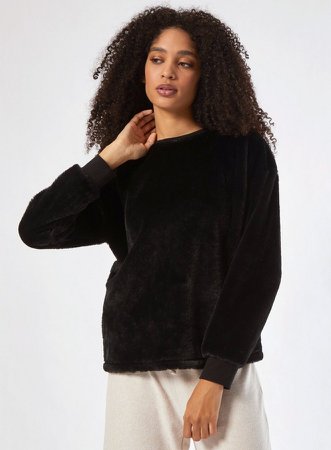 Black Faux Fur Sweatshirt