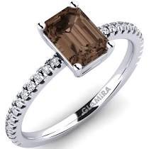 GLAMIRA Ring Aldea 417 White Gold / Smoky Quartz & Diamond
