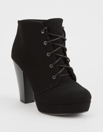SODA Lace Up Black Womens Heeled Booties - BLACK - 336289100 | Tillys