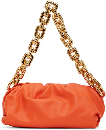 Bottega Veneta: Orange 'The Chain Pouch' Clutch | SSENSE UK