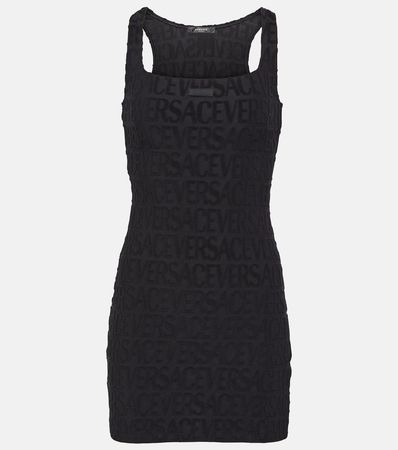 Versace Allover Minidress in Black - Versace | Mytheresa