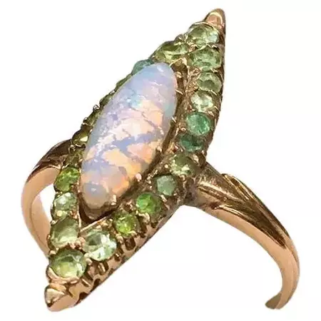 Antique Opal And Demantoid Russian Gold Ring For Sale at 1stDibs | russian opal