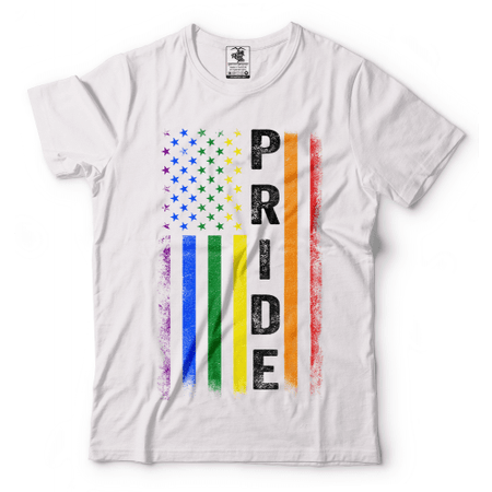 LGBT Pride Flag Tshirt American LGBT Flag Tee Rainbow Flag Shirt US Flag Tshirt