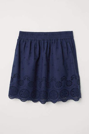 Skirt with Embroidery - Blue