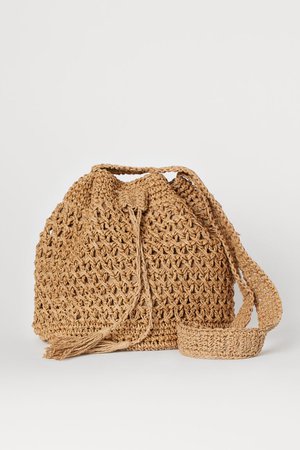 Straw Bucket Bag - Dark beige - Ladies | H&M US