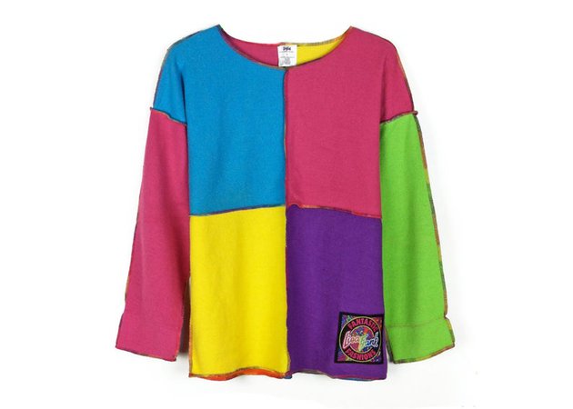 Vintage Lisa Frank Fantastic Fashions Neon Patchwork Sweater | Etsy