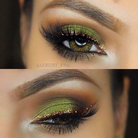 Lime Green & Gold Eye Makeup