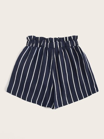 Striped Tie Front Paperbag Shorts | SHEIN