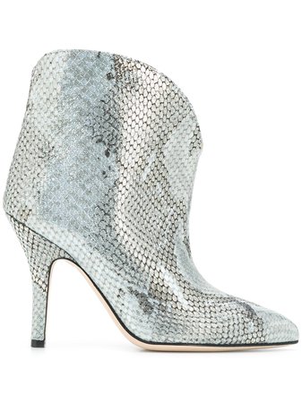 Paris Texas Metallized Embossed Ankle Boots - Farfetch