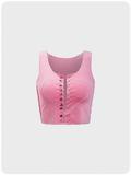 Kollyy Pink Women Tank Tops Casual Polyester V Neck Buttoned Tank Tops – kollyy