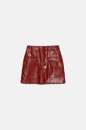 FAUX LEATHER SKIRT - Red Skirts-SKIRTS | SHORTS-WOMAN | ZARA Canada