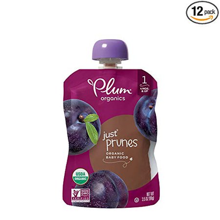 Plum Organics Stage 1, Organic Baby Food, Just Prunes, 3.5 ounce pouches (Pack of 12) (Packaging May Vary): Amazon.com: Grocery & Gourmet Food