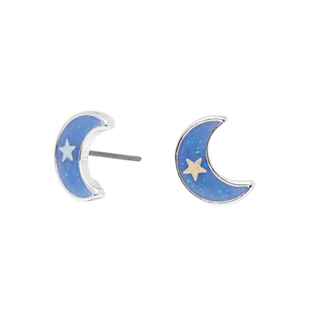 Claire's Glow In the Dark Crescent Moon Stud Earrings - Blue