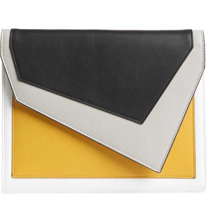 Leith Colorblock Faux Leather Envelope Clutch | Nordstrom