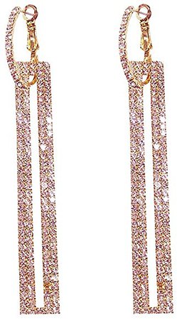 Amazon.com: QJLE Geometric Rectangle Long Dangle Earrings for women (Rose Gold): Clothing