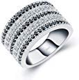 Amazon.com: A ANGG Black And White Cubic Zirconia Simulated Diamond Vintage 925 Sterling Silver Ring Size 6: Jewelry