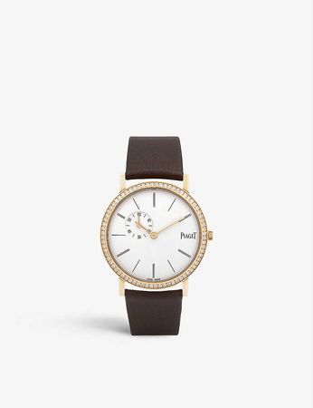 PIAGET - G0A39107 Altiplano 18ct rose-gold, 0.5ct brilliant-cut diamond and leather hand-wound watch | Selfridges.com