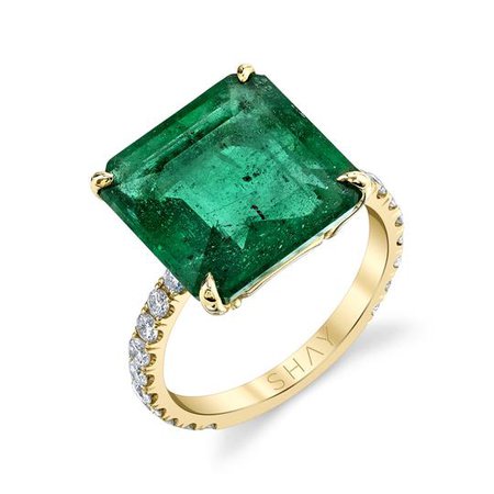 SQUARE SOLITAIRE EMERALD RING, SHAY JEWELRY