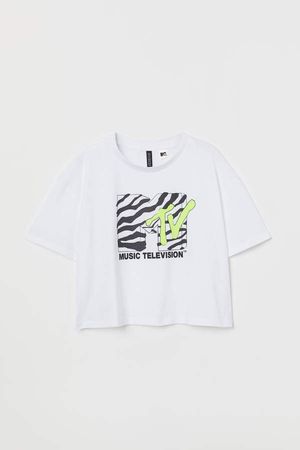 Short Printed T-shirt - White