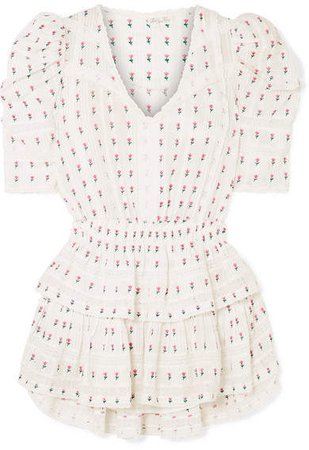 Marissa Crochet-paneled Embroidered Cotton-voile Mini Dress - White
