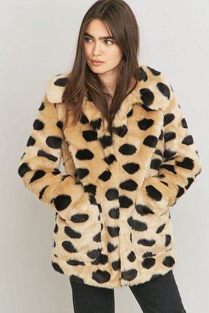 Jakke Tammy Polka Dot Faux-Fur Jacket | Urban Outfitters UK