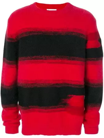 Etudes Studio Red & Black Striped Angora Kurt Sweater