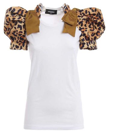 t-shirt women dsquared bow detail leopard