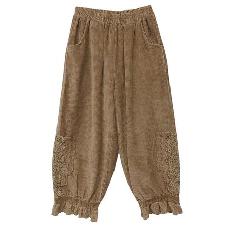 Cute Corduroy Bloomers With Lace Hem– The Cottagecore