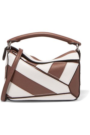 Loewe | Puzzle mini two-tone textured-leather shoulder bag | NET-A-PORTER.COM