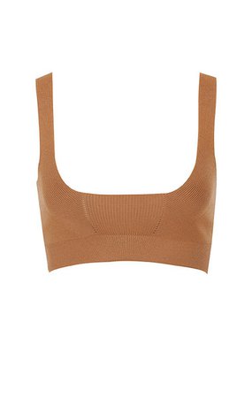 Clothing : Tops : 'Carline' Caramel Fine Knit Cropped Top