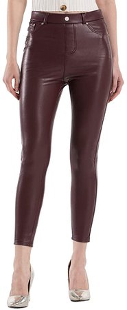 Tagoo Faux Leather Leggings for Women High Waisted Pleather Pants Stretch Tights with Pockets Red at Amazon Women’s Clothing store