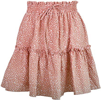 Amazon.com: Honeystore Women's Boho Skater Skirt Summer High Waist Mini Ruffle Flared Dresses : Clothing, Shoes & Jewelry