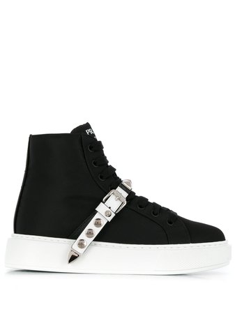 Black Prada Embellished High Top Sneakers | Farfetch.com