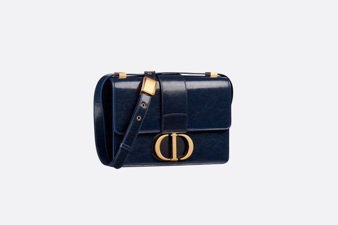 Indigo Blue 30 Montaigne Shiny Crinkled Lambskin Flap Bag - Bags - Women's Fashion | DIOR