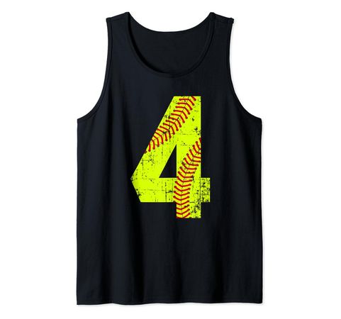Amazon.com: Vintage Softball 4 Jersey Number Tank Top : Clothing, Shoes & Jewelry