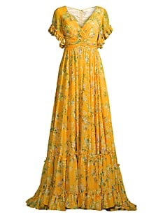 Mac Duggal Floral Empire Waist Gown