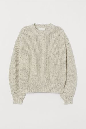 Chunky-knit Sweater - Light beige/nepped - Ladies | H&M CA